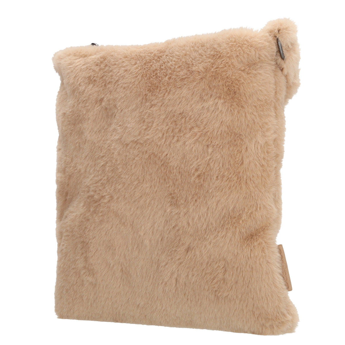 Umhängetasche 24x25cm Beige aus Kunstfell mit Reißveschluss - leder-accessoires.com