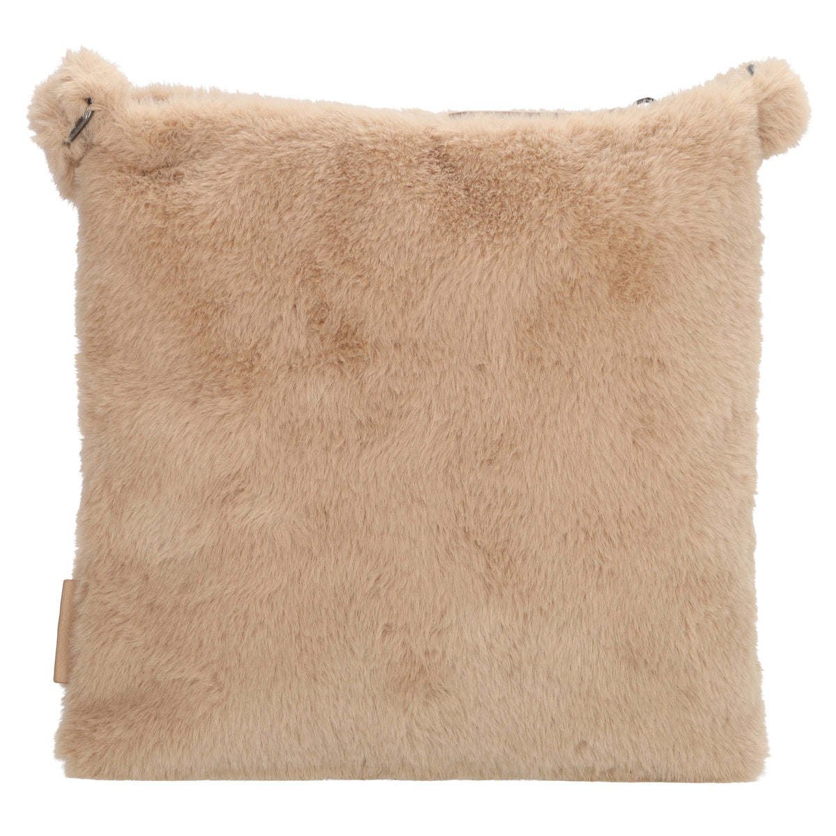 Umhängetasche 24x25cm Beige aus Kunstfell mit Reißveschluss - leder-accessoires.com