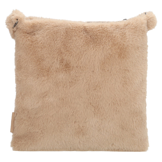 Umhängetasche 24x25cm Beige aus Kunstfell mit Reißveschluss - leder-accessoires.com