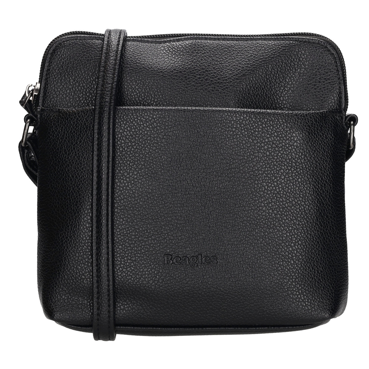 Umhängetasche 18x18cm in Schwarz aus Kunstleder - leder-accessoires.com