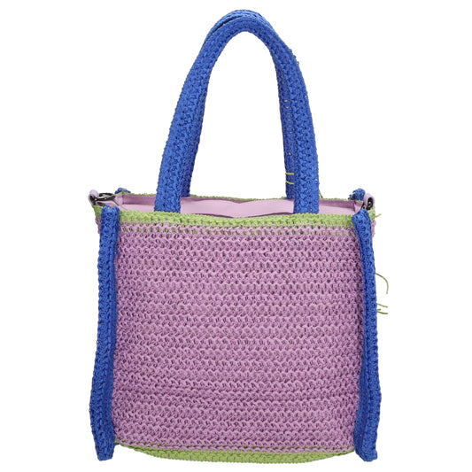 Aloha Shopper 29x23cm Basttasche Flieder Raphia mit Reißverschluss - leder-accessoires.com