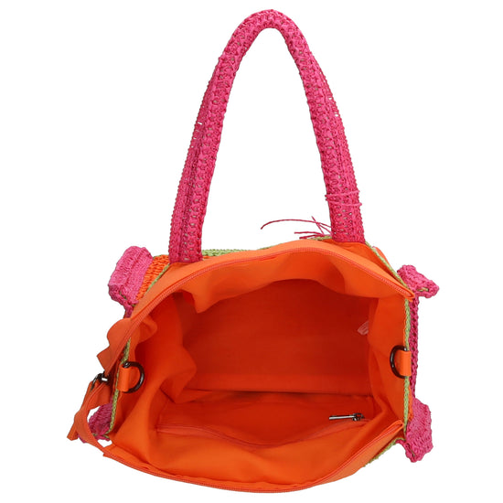 Aloha Shopper 29x23cm Basttasche Orange aus Raphia mit Reißverschluss - leder-accessoires.com
