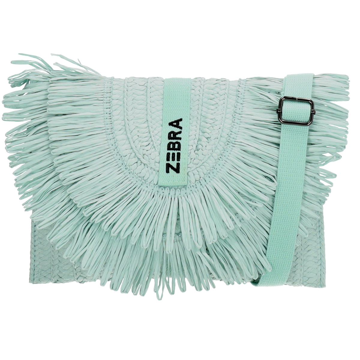 Aloha Umhängetasche 28x19cm mit Fransen Minze – Basttasche 2026 - leder-accessoires.com