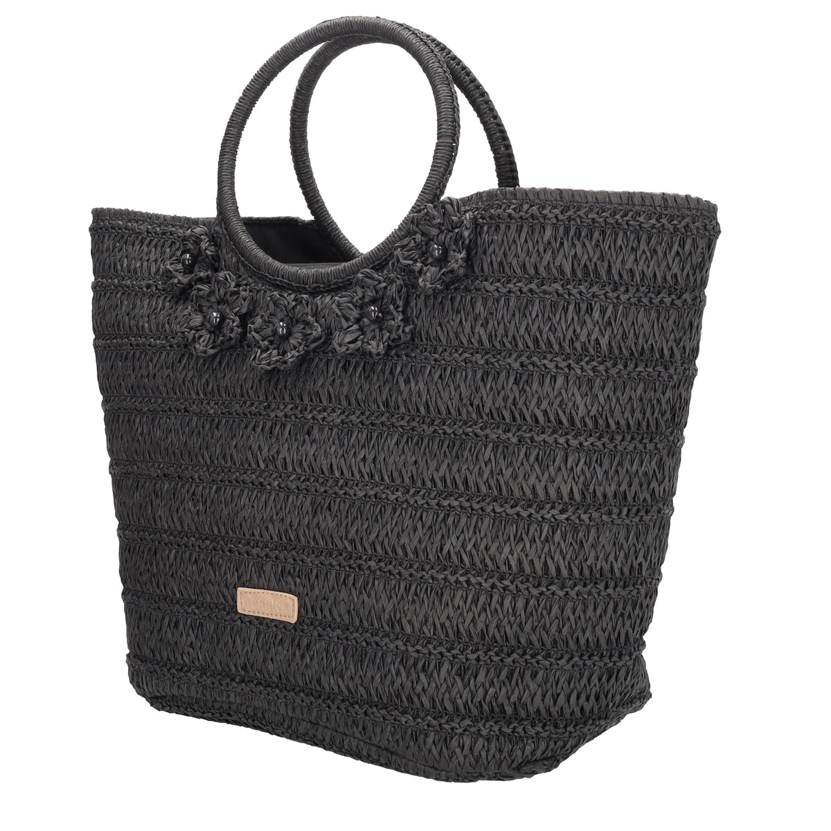 Shopper in Schwarz 31x49x18cm Stroh- Optik - leder-accessoires.com