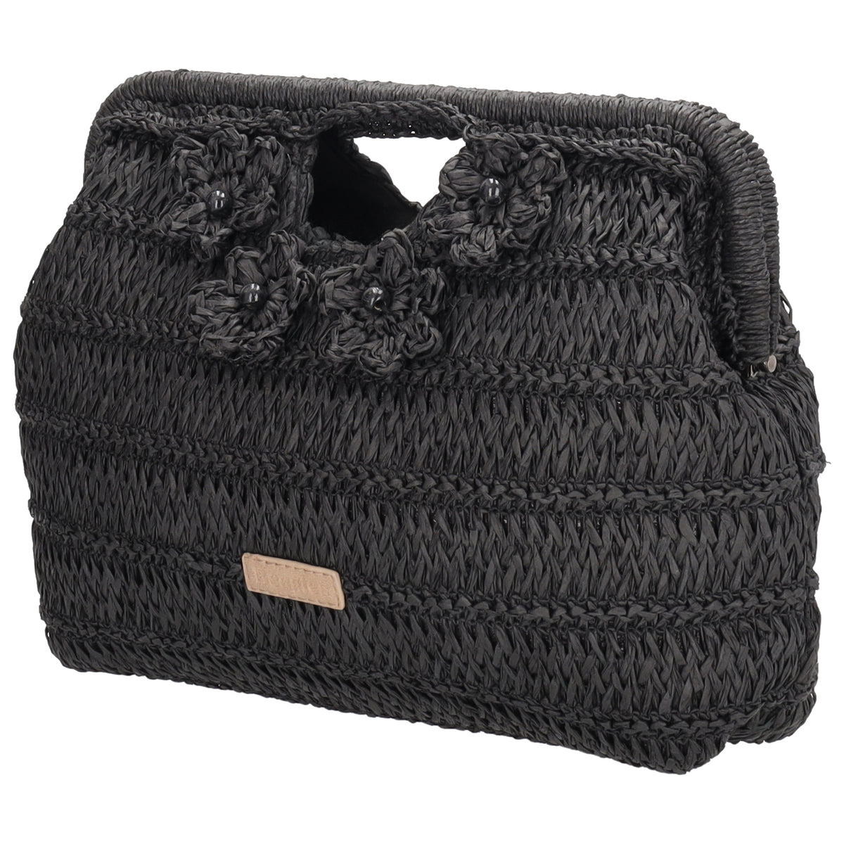 Umhängetasche in Schwarz 28x29cm Stroh- Optik - leder-accessoires.com