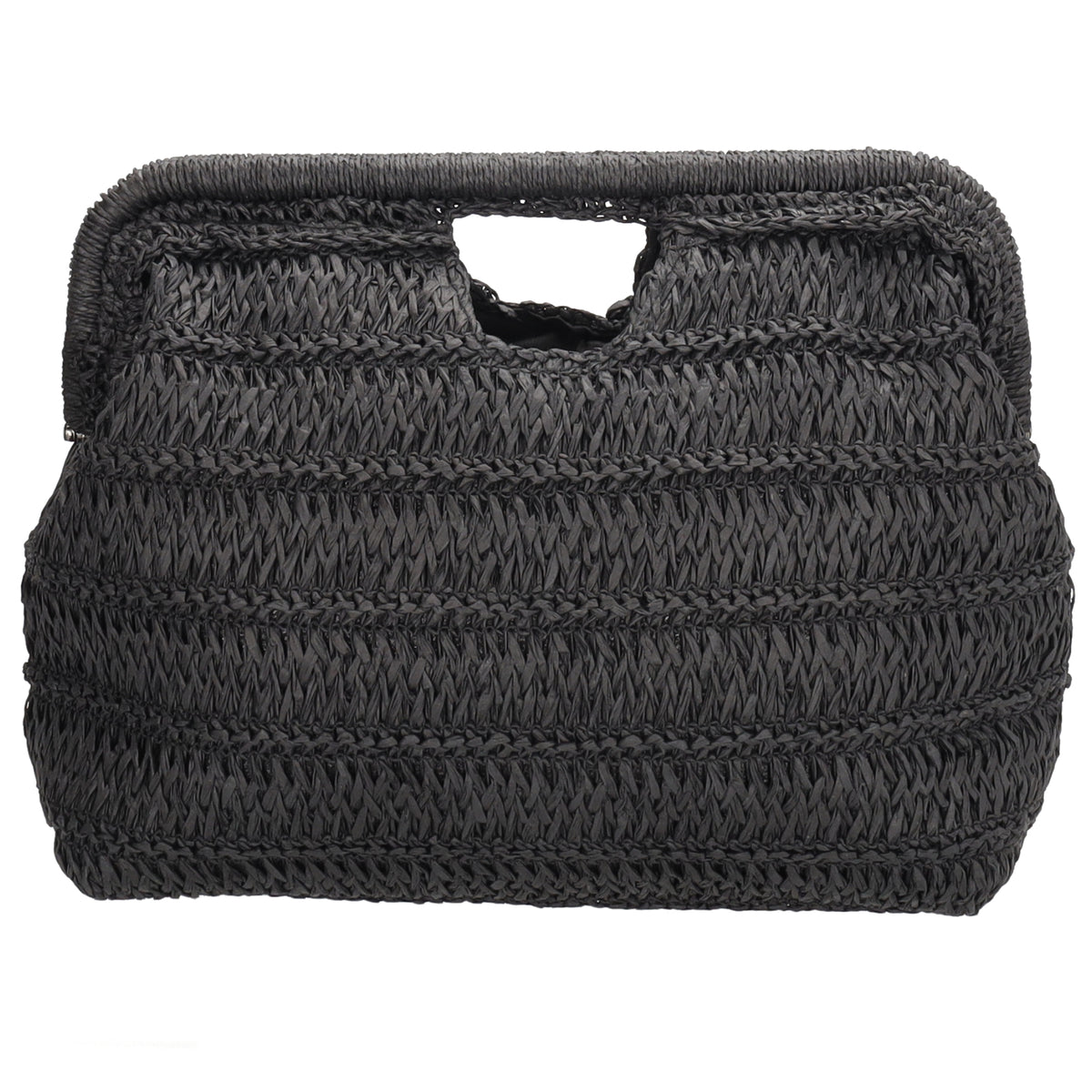 Umhängetasche in Schwarz 28x29cm Stroh- Optik - leder-accessoires.com
