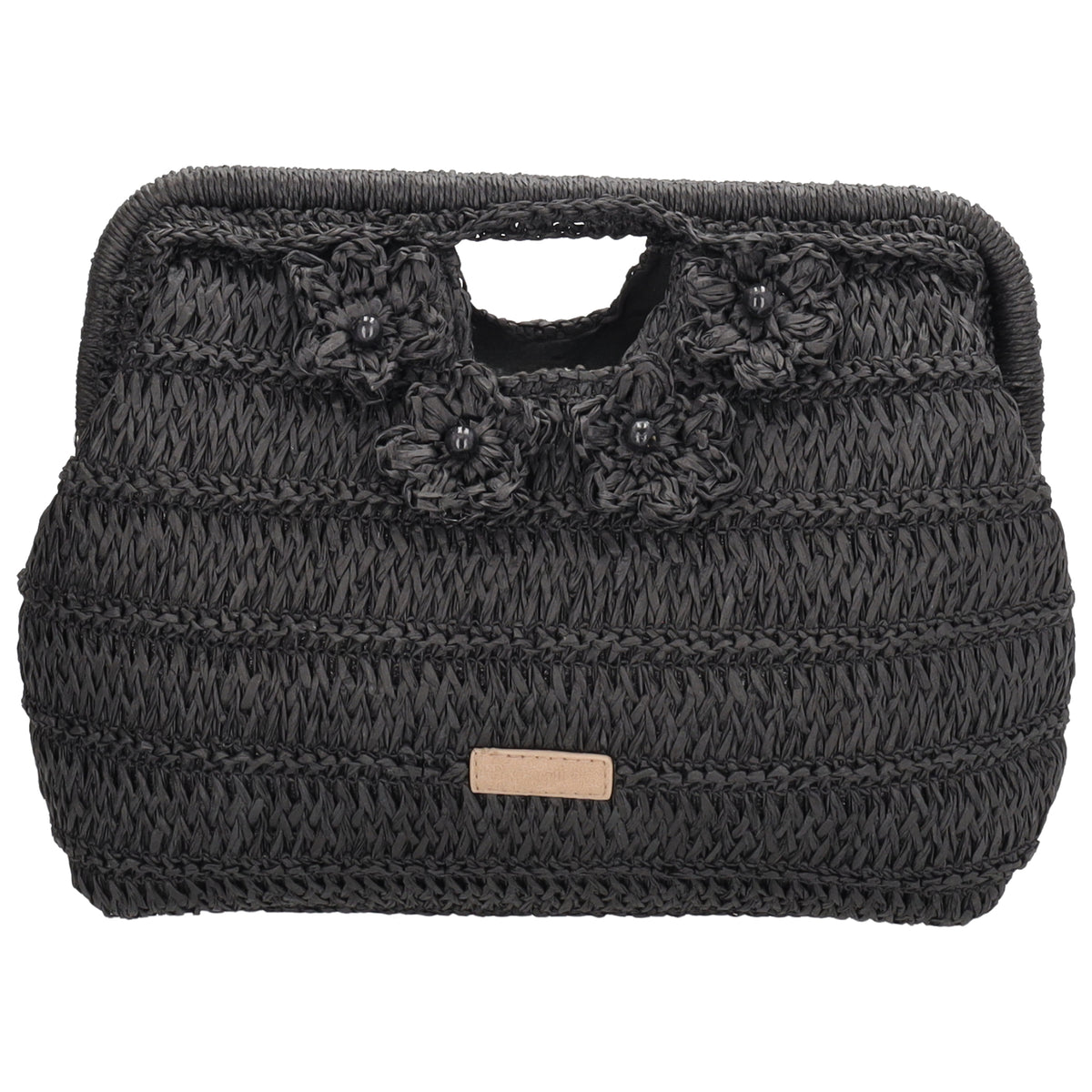 Umhängetasche in Schwarz 28x29cm Stroh- Optik - leder-accessoires.com