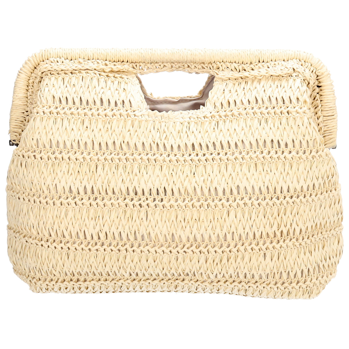 Umhängetasche in Natur 28x29cm Stroh- Optik - leder-accessoires.com