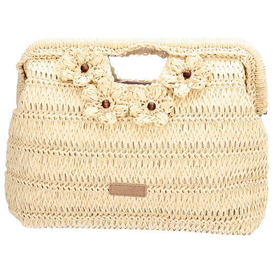 Umhängetasche in Natur 28x29cm Stroh- Optik - leder-accessoires.com