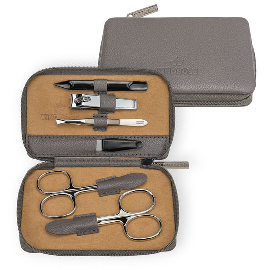 Manikür Etui 6-teilig in Grau - leder-accessoires.com