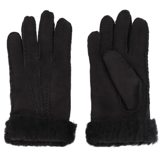 Lederhandschuhe | Lammfell in Schwarz mit Naht - leder-accessoires.com