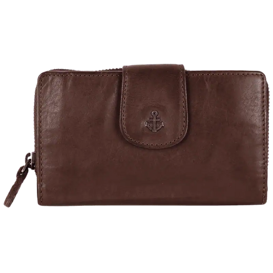 Geldbörse 16x9cm in Braun mit Reißverschluss und Lasche - leder-accessoires.com