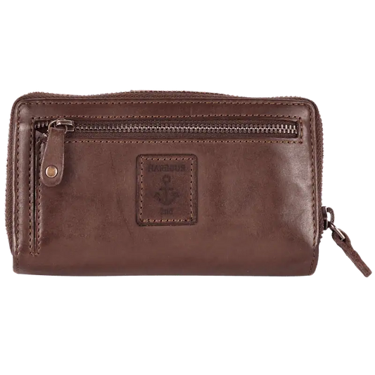 Geldbörse 16x9cm in Braun mit Reißverschluss und Lasche - leder-accessoires.com