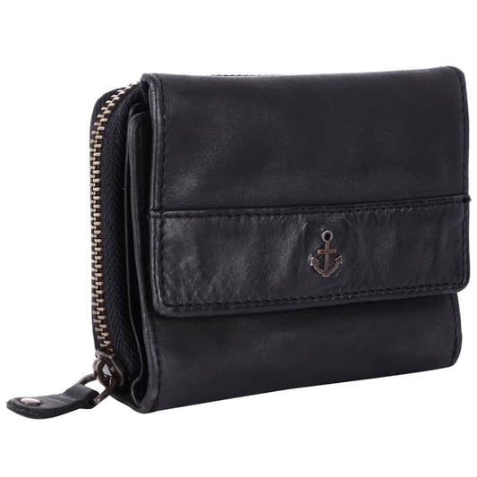 Geldbörse 12x9,5cm in Schwarz mit separatem Reißverschlussfach - leder-accessoires.com