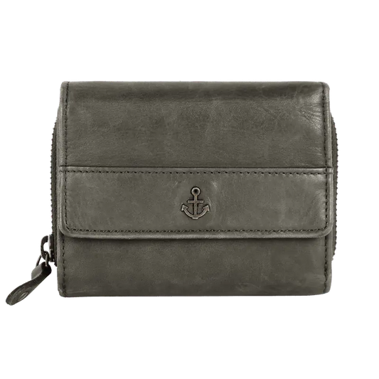 Geldbörse 12x9,5cm in Grün|Oliv mit separatem Reißverschlussfach - leder-accessoires.com