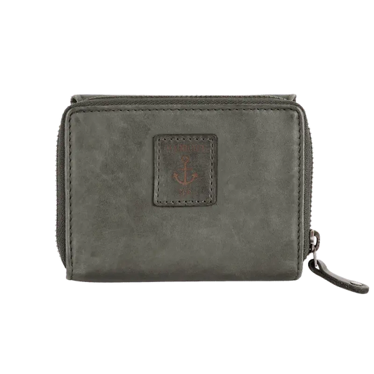 Geldbörse 12x9,5cm in Grün|Oliv mit separatem Reißverschlussfach - leder-accessoires.com