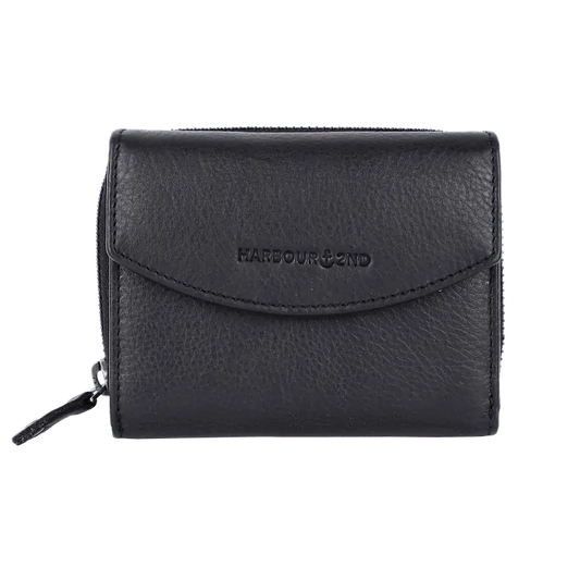 Geldbörse 12x10cm in Schwarz mit separatem Reißverschlussfach - leder-accessoires.com