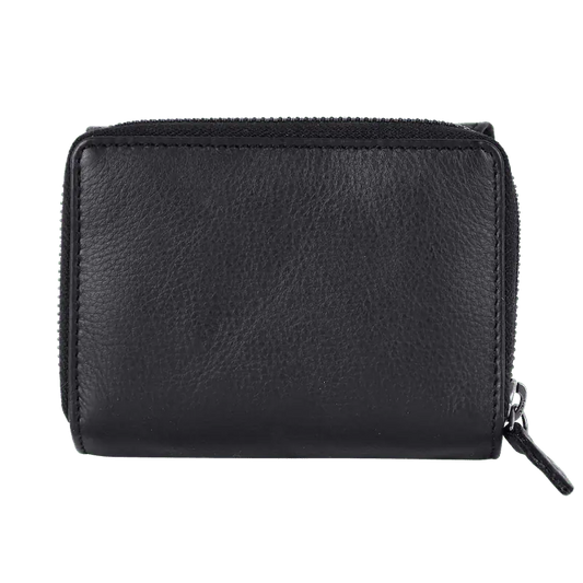 Geldbörse 12x10cm in Schwarz mit separatem Reißverschlussfach - leder-accessoires.com
