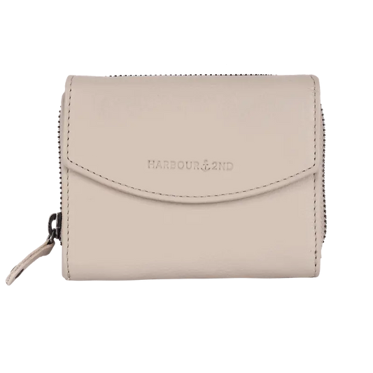 Geldbörse 12x10cm in Creme mit separatem Reißverschlussfach - leder-accessoires.com