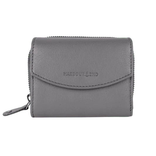 Geldbörse 12x10cm in Grau mit separatem Reißverschlussfach - leder-accessoires.com