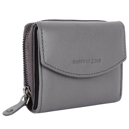 Geldbörse 12x10cm in Grau mit separatem Reißverschlussfach - leder-accessoires.com