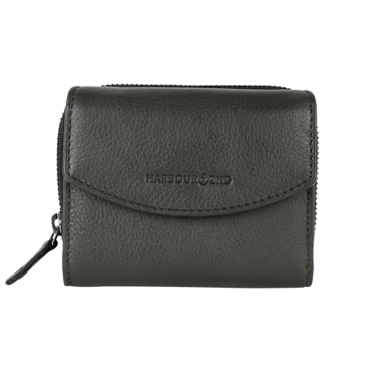Geldbörse 12x10cm in Grün|Oliv mit separatem Reißverschlussfach - leder-accessoires.com