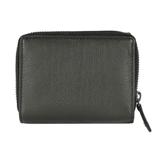 Geldbörse 12x10cm in Grün|Oliv mit separatem Reißverschlussfach - leder-accessoires.com