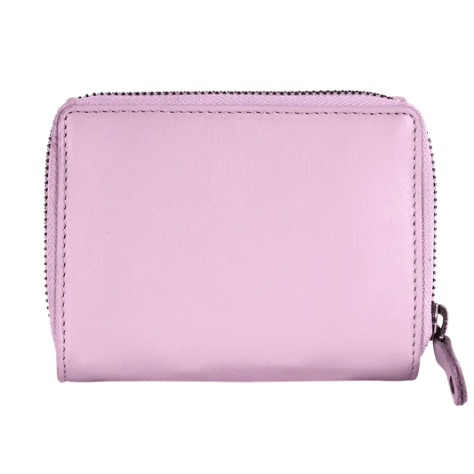 Geldbörse 12x10cm in Flieder mit separatem Reißverschlussfach - leder-accessoires.com