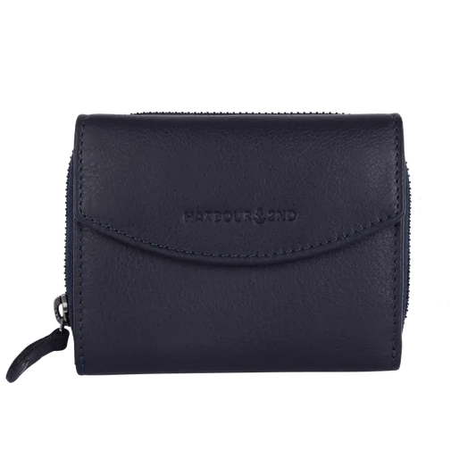 Geldbörse 12x10cm in Marine|Blau mit separatem Reißverschlussfach - leder-accessoires.com