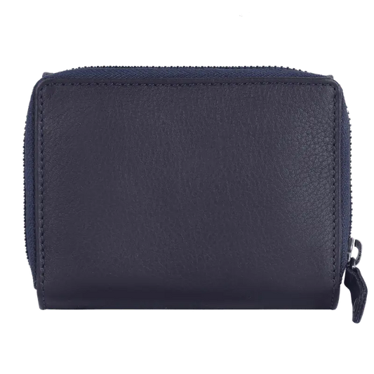 Geldbörse 12x10cm in Marine|Blau mit separatem Reißverschlussfach - leder-accessoires.com