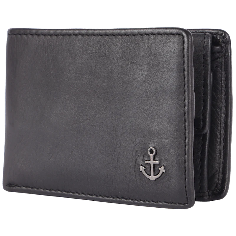Lederbörse Querformat 10x7,5cm in Schwarz - leder-accessoires.com