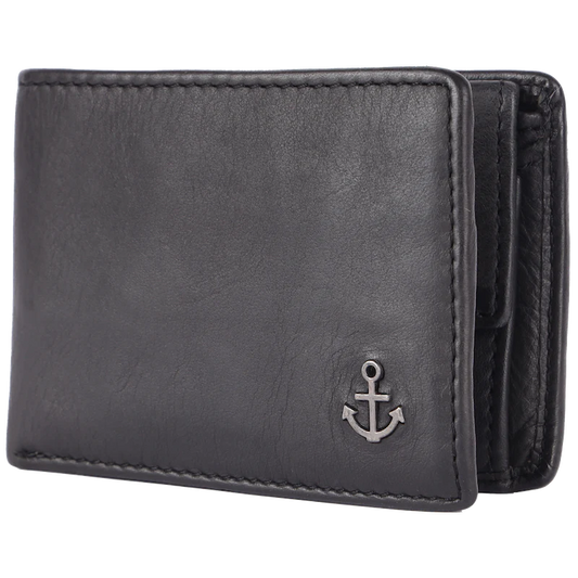 Lederbörse Querformat 10x7,5cm in Schwarz - leder-accessoires.com