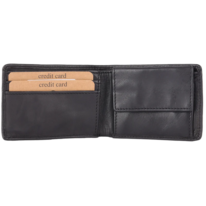 Lederbörse Querformat 10x7,5cm in Schwarz - leder-accessoires.com