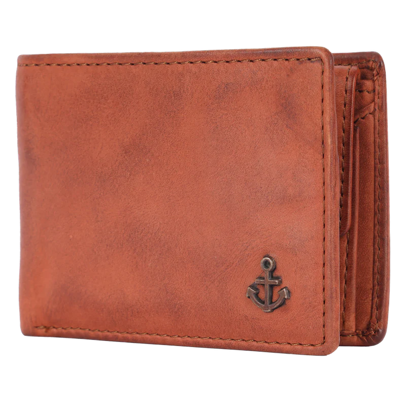 Lederbörse Querformat 10x7,5cm in Cognac - leder-accessoires.com