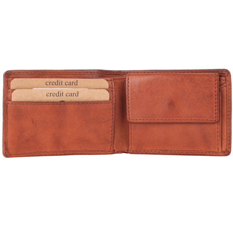 Lederbörse Querformat 10x7,5cm in Cognac - leder-accessoires.com