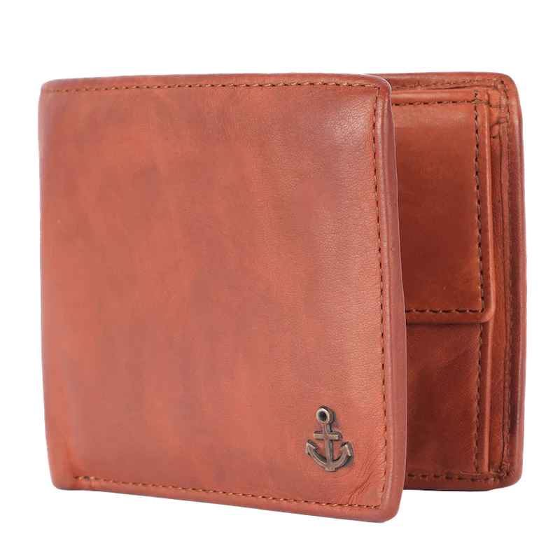 Lederbörse Querformat 11x9,5cm in Cognac - leder-accessoires.com
