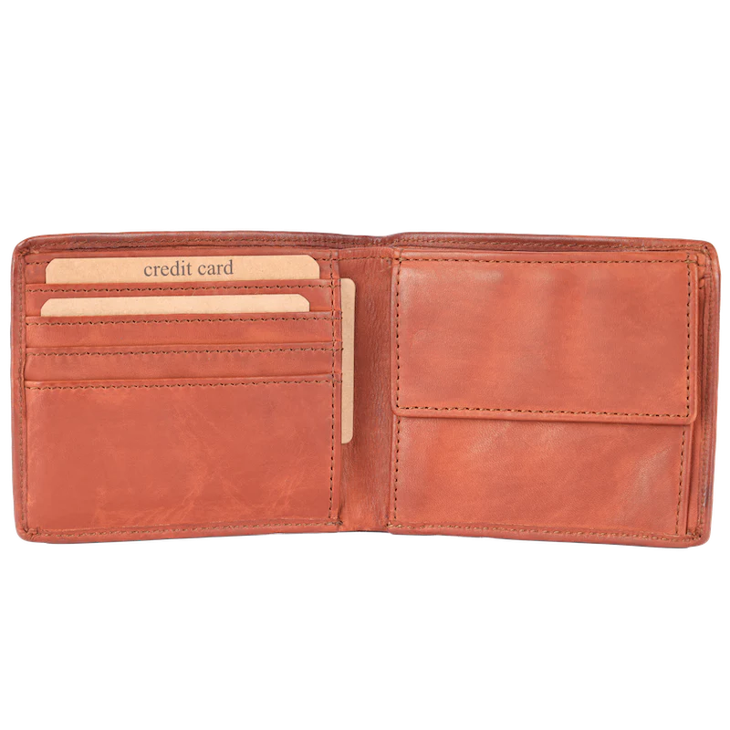 Lederbörse Querformat 11x9,5cm in Cognac - leder-accessoires.com