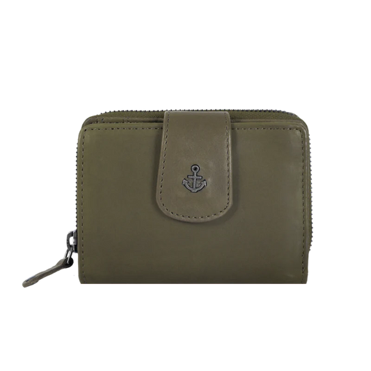 Geldbörse 11x9cm in Grün|Oliv mit separatem Münzfach - leder-accessoires.com