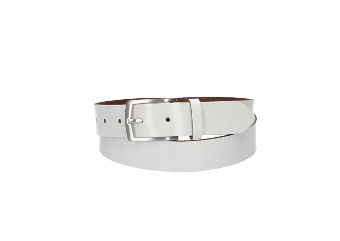 Ledergürtel Weiß 30mm mit Dornschließe in Silber - leder-accessoires.com
