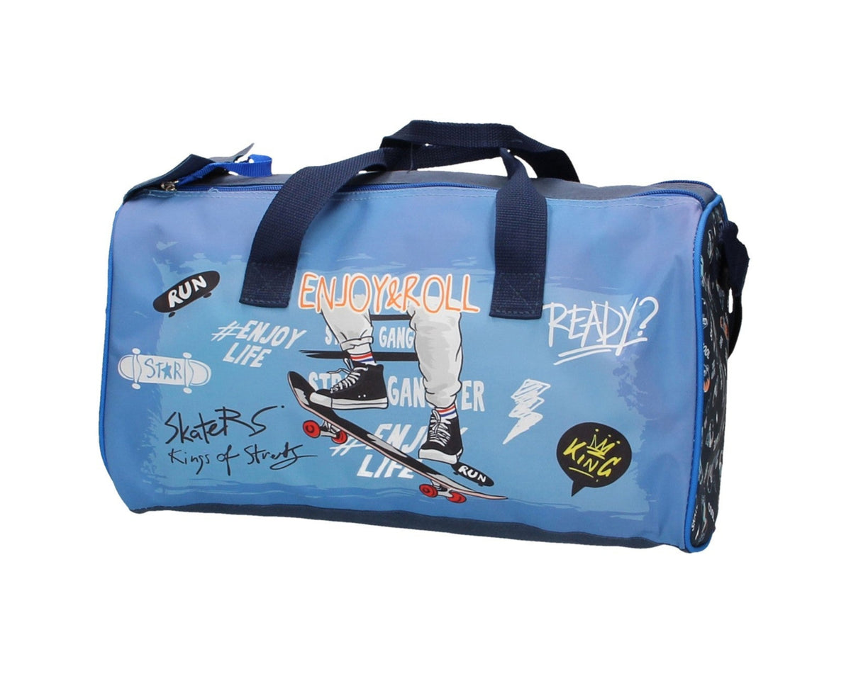 Kindersporttasche " Skater " in Blau - leder-accessoires.com