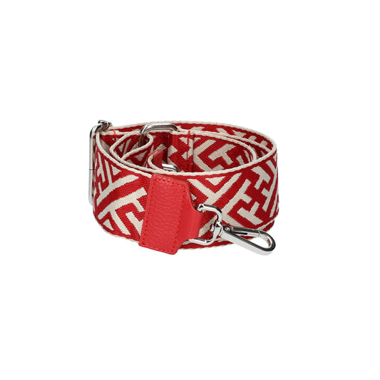 Taschenriemen|Wechselriemen Rot|Gemustert mit Karabiner Silber - leder-accessoires.com