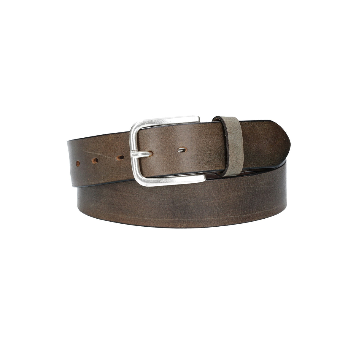 Ledergürtel Grau 40mm mit Dornschließe in Silber - leder-accessoires.com