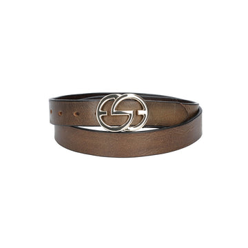 Ledergürtel 30mm in Grau mit GG-Schließe in Light Gold - leder-accessoires.com