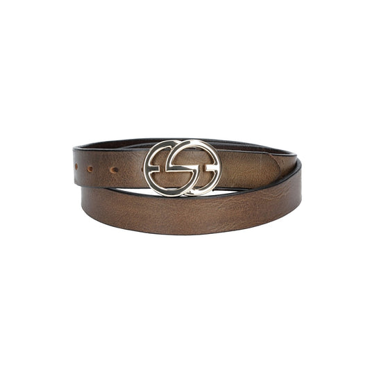Ledergürtel 30mm in Grau mit GG-Schließe in Light Gold - leder-accessoires.com