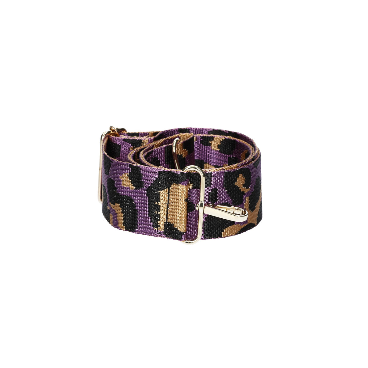 Taschenriemen|Wechselriemen in Camouflage Lila mit Karabiner Gold - leder-accessoires.com