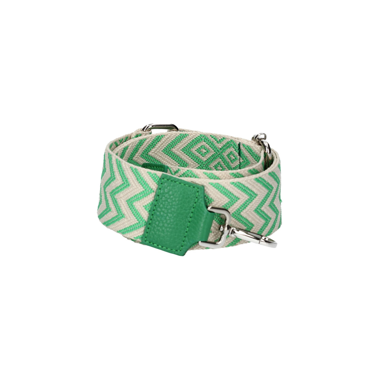 Taschenriemen|Wechselriemen in Grün gezackt mit Karabiner Silber - leder-accessoires.com