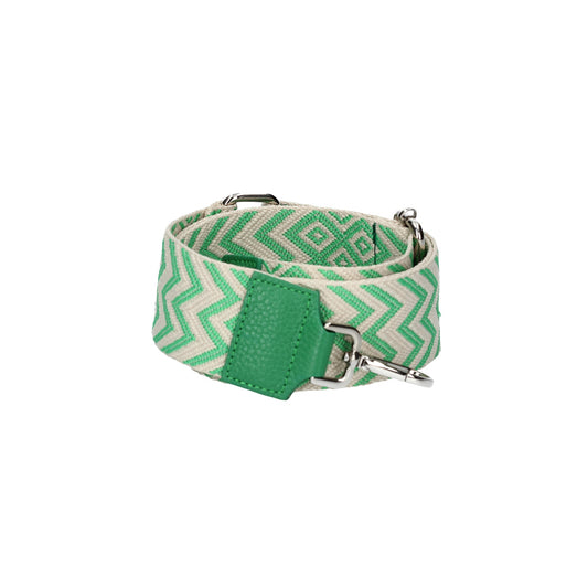 Taschenriemen|Wechselriemen in Grün gezackt mit Karabiner Silber - leder-accessoires.com