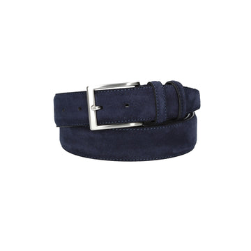Herren-|Anzugsgürtel 35mm Nappa abgenäht in Dunkelblau aus Leder - leder-accessoires.com