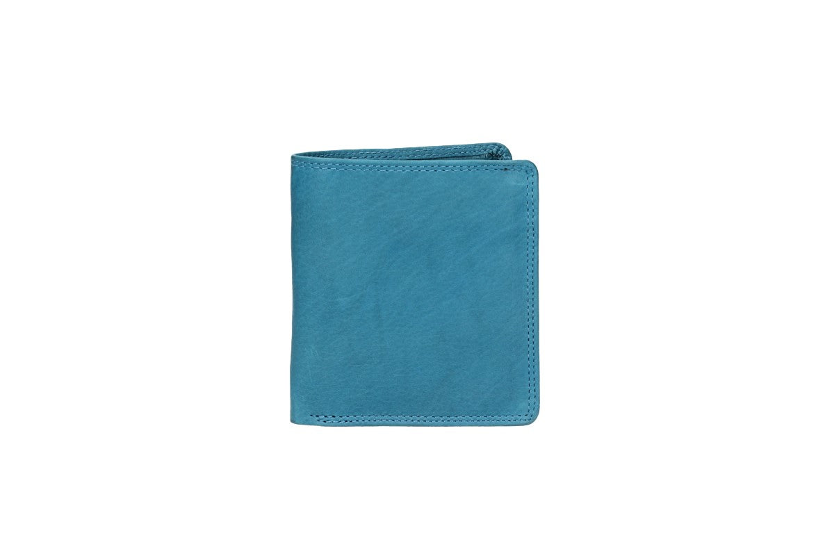 Geldbörse Hochformat klein in Türkis aus Leder - leder-accessoires.com
