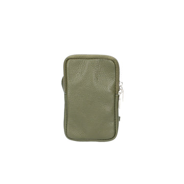 Handytasche 16x10cm in Oliv aus Leder - leder-accessoires.com